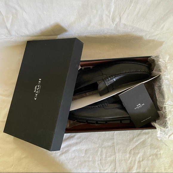 NWB COACH Mott Driver Black Leather Penny Loafer - Picture 8 of 8